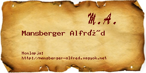 Mansberger Alfréd névjegykártya